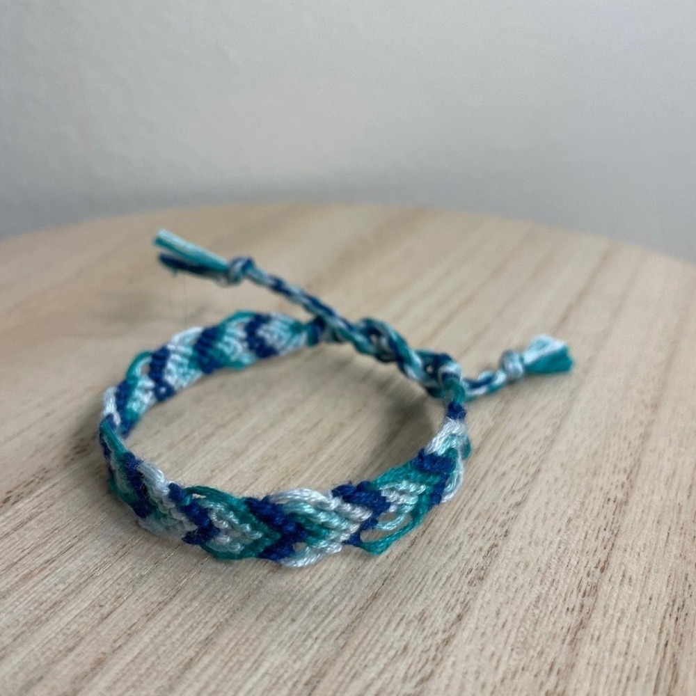 Handmade Ocean Days Woven Bracelet OS Blue Green Unisex Braided Cotton